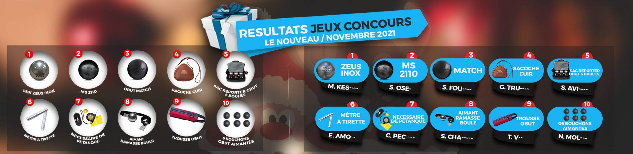 You are currently viewing Résultats des jeux concours Pétanque web pour ce mois de novembre